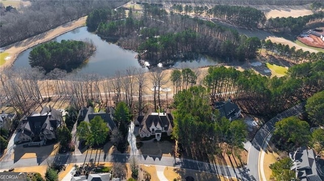 bird's eye view featuring a water view