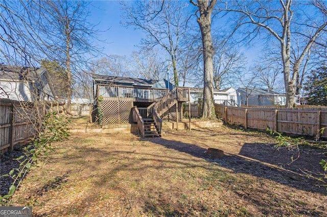 view of yard featuring a deck