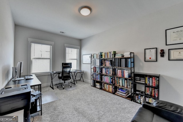 office featuring light colored carpet