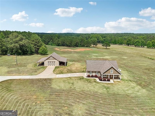 drone / aerial view featuring a rural view