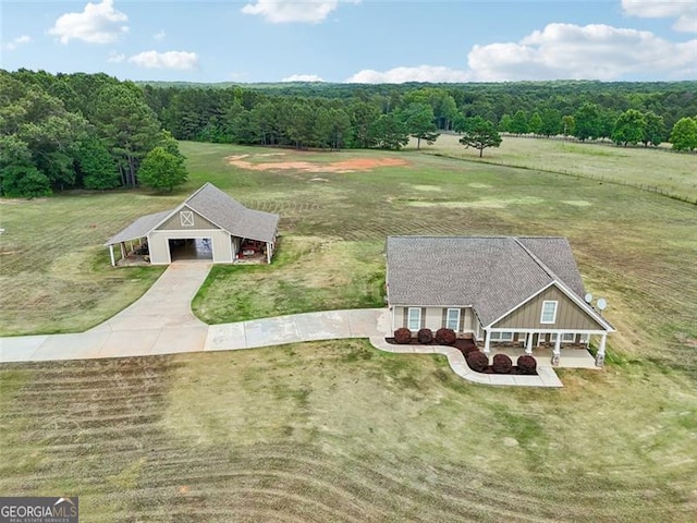 bird's eye view with a rural view