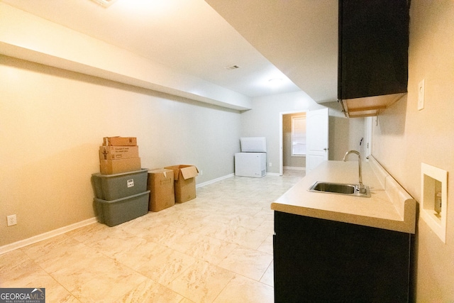 basement with sink