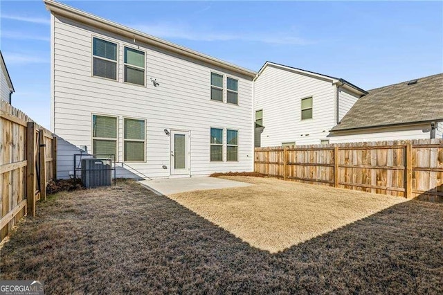 back of house featuring a patio area and central AC