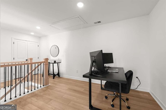 office space featuring light hardwood / wood-style flooring