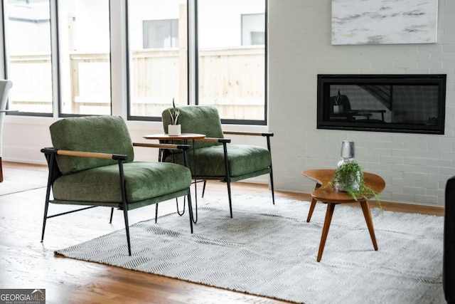 sitting room featuring light hardwood / wood-style flooring