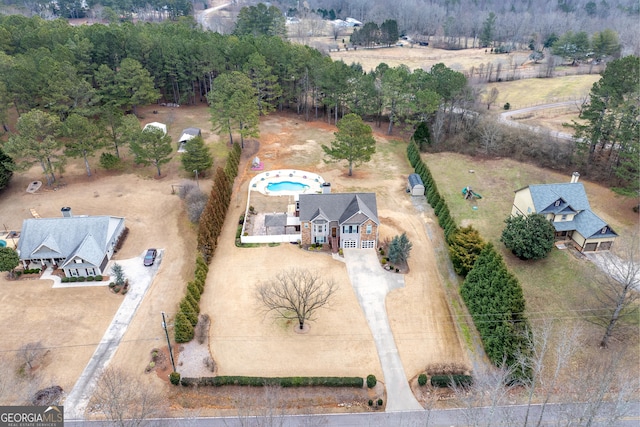 drone / aerial view with a rural view