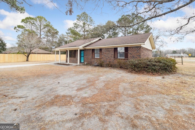 view of single story home