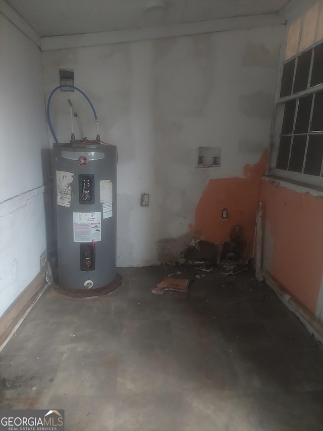 utility room with water heater