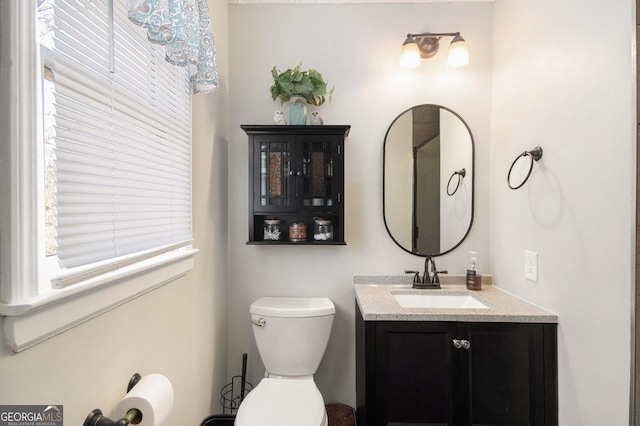 bathroom with toilet and vanity