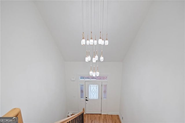 foyer entrance featuring wood-type flooring