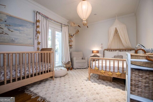 bedroom with ornamental molding