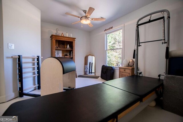 home office featuring ceiling fan