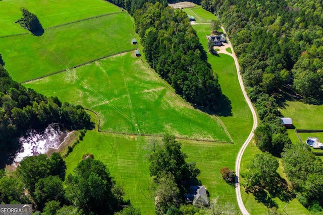 bird's eye view with a rural view