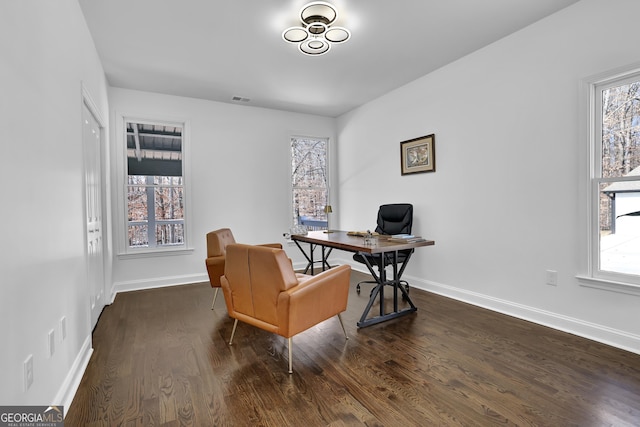 office featuring dark hardwood / wood-style floors