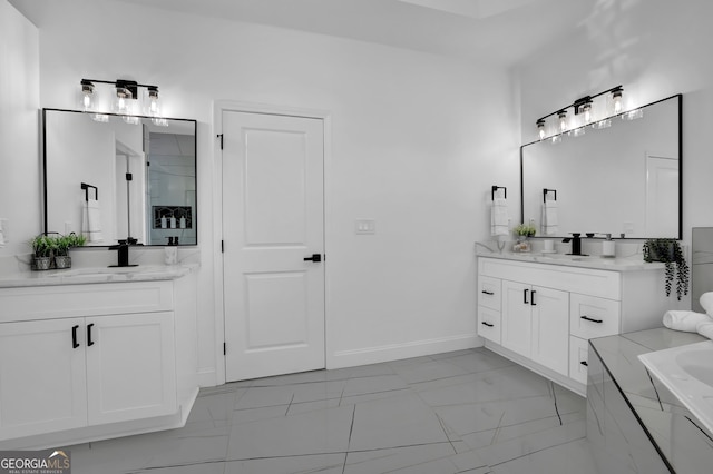 bathroom with vanity and a bathing tub