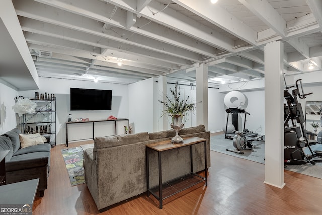 living room with wood-type flooring