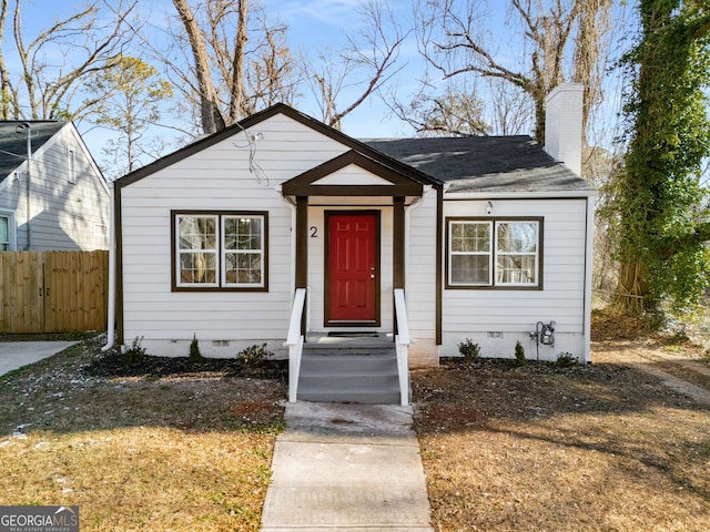 view of bungalow-style home