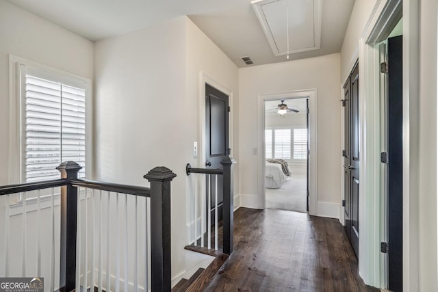 hallway featuring dark hardwood / wood-style floors