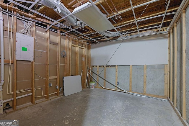 basement with electric panel