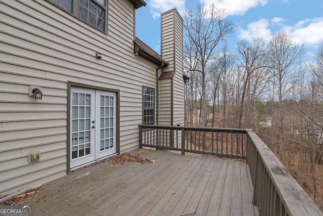 wooden deck with french doors