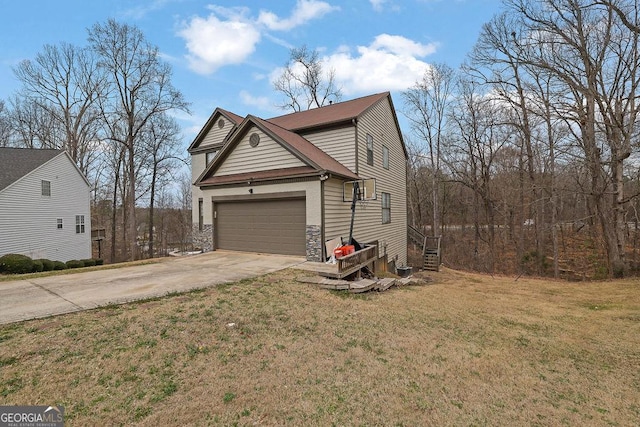 view of home's exterior with a lawn