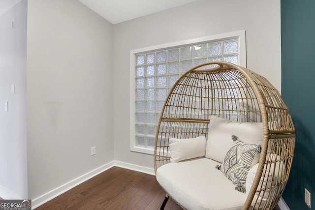 sitting room featuring dark hardwood / wood-style floors