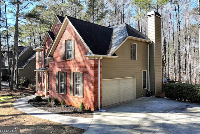 view of home's exterior with a garage