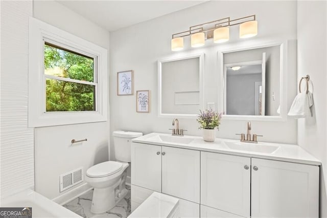 bathroom with toilet and vanity