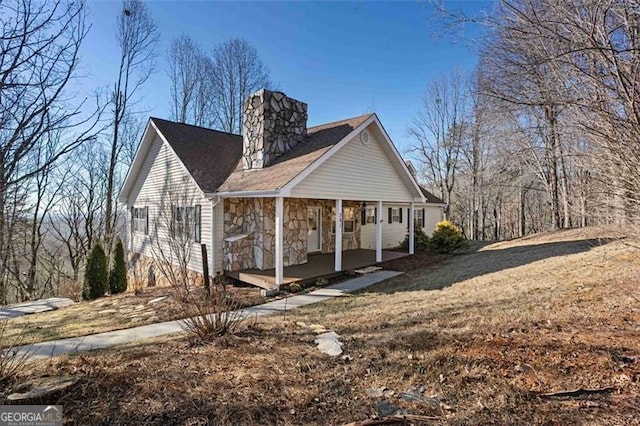 view of home's exterior with a porch