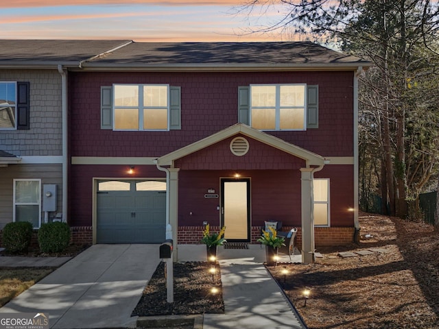 view of front of house with a garage