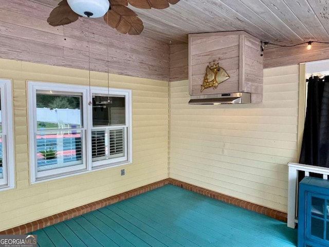 interior space with wood ceiling