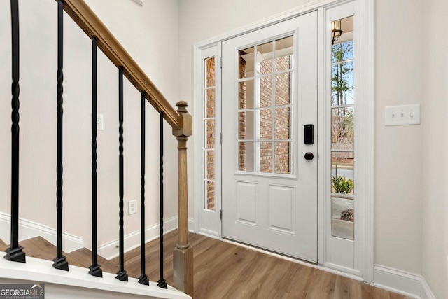 doorway to outside featuring light hardwood / wood-style flooring