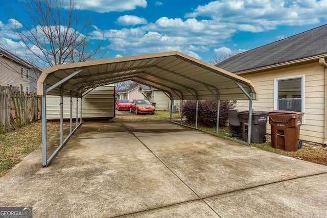 view of parking featuring a carport