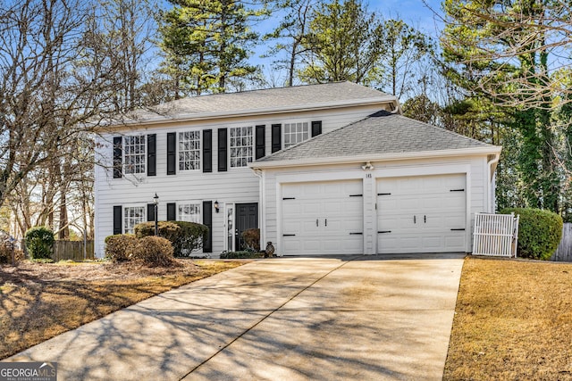 front facade with a garage