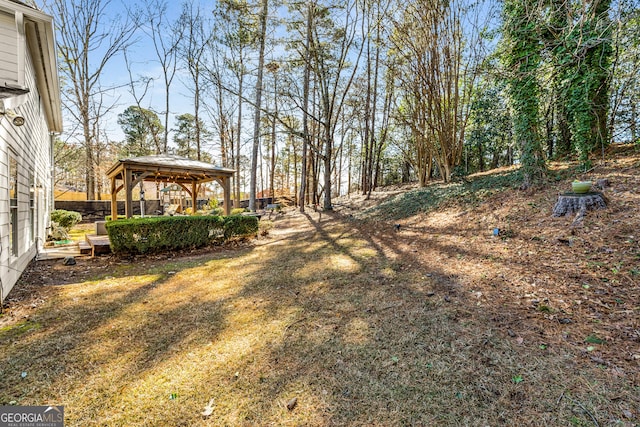 view of yard with a gazebo