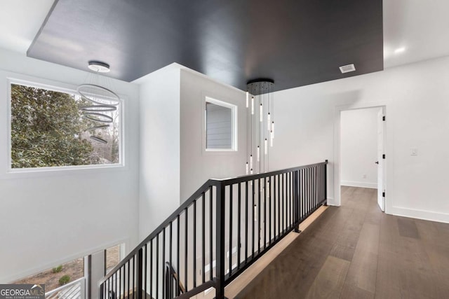 hall featuring dark wood-type flooring