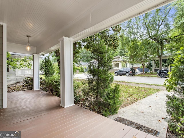 deck featuring a porch