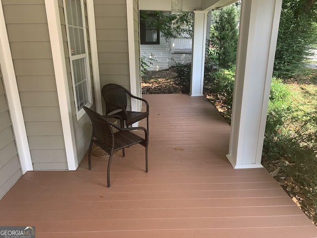 wooden deck with covered porch