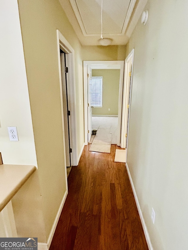 hallway with wood-type flooring