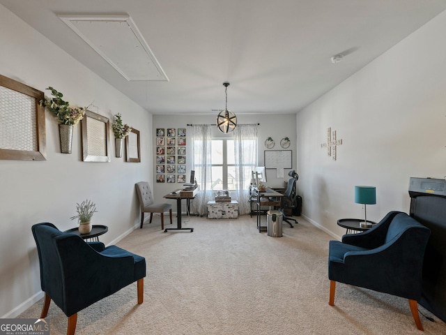 sitting room featuring carpet floors