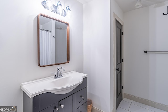 bathroom featuring vanity and tile patterned floors