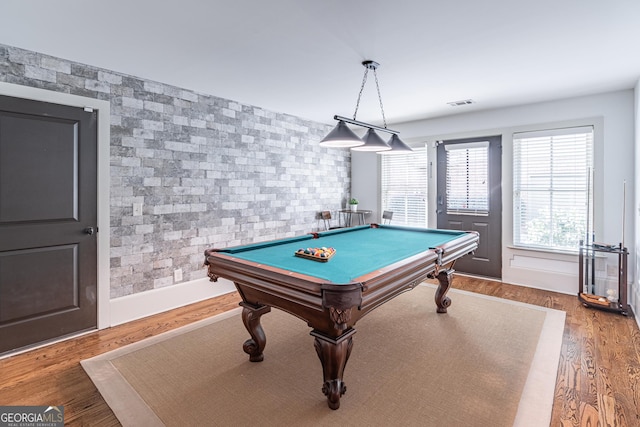 game room featuring pool table and wood-type flooring