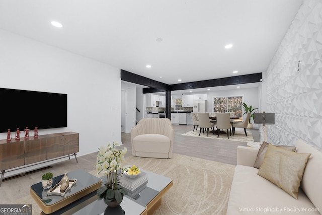 living room featuring light hardwood / wood-style flooring