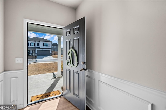 doorway to outside featuring hardwood / wood-style floors