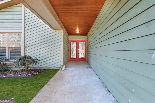 property entrance with french doors