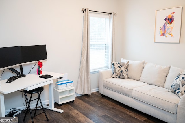 office area featuring dark hardwood / wood-style floors