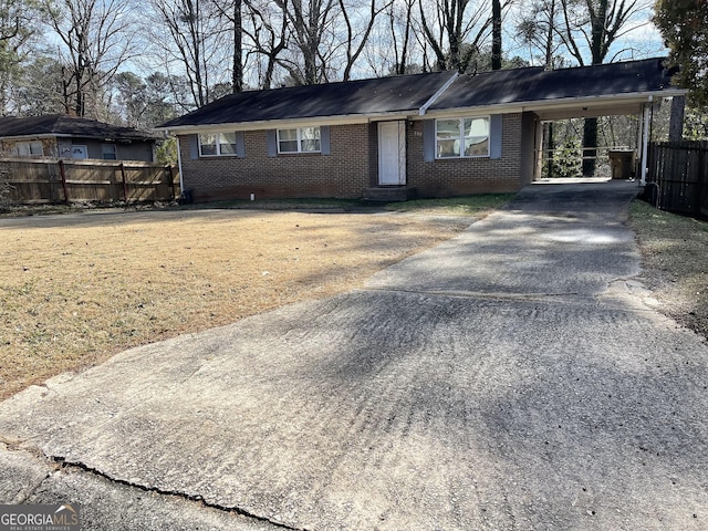 single story home with a carport