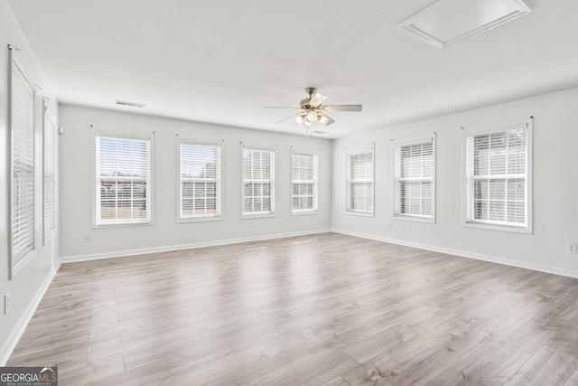 interior space featuring ceiling fan and light hardwood / wood-style floors