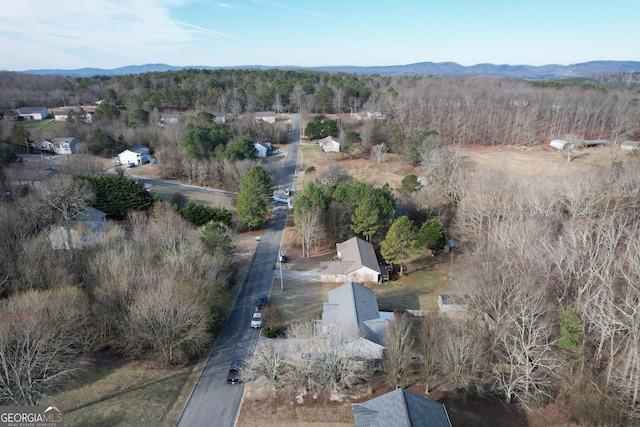 birds eye view of property featuring a mountain view