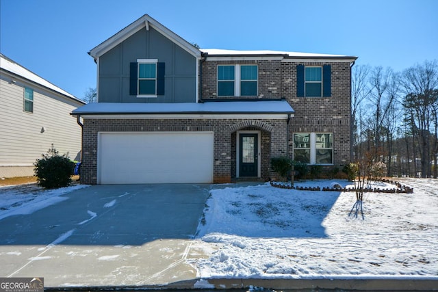 front facade with a garage